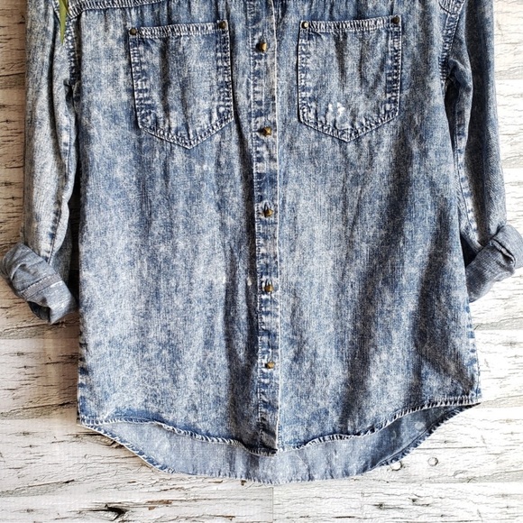 Life in Progress | Acid Wash Denim Studded Shirt. - Picture 3 of 5